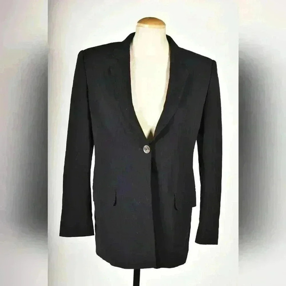 MAX MARA Navy Blue Stretch Unlined Merino  Wool Blazer Jacket 36EU 4US Italy - Picture 1 of 11